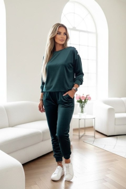 Welurowy komplet dresowy La mer deep forest green