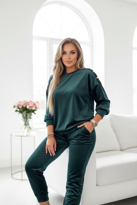 Welurowy komplet dresowy La mer deep forest green