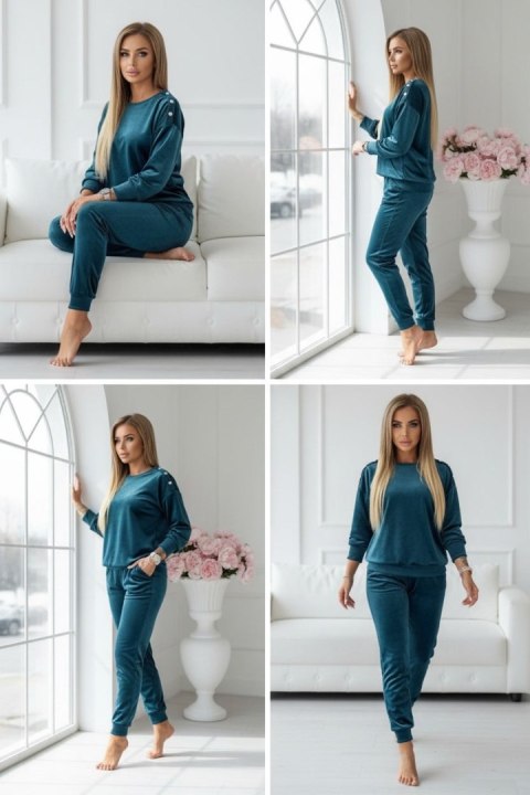 Welurowy komplet dresowy La mer forest green