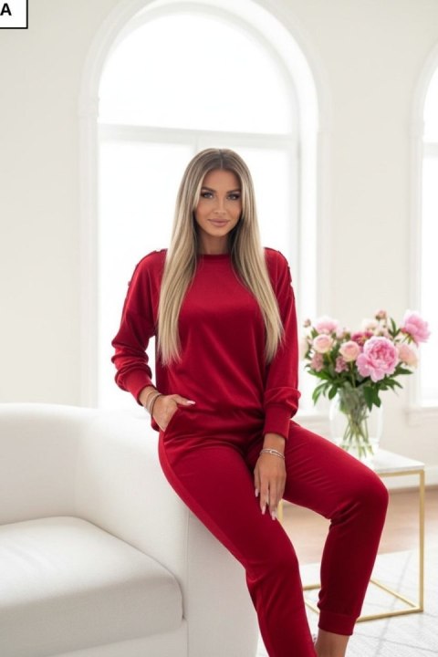 Welurowy komplet dresowy La mer red