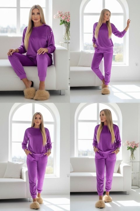 Welurowy komplet dresowy La mer plum