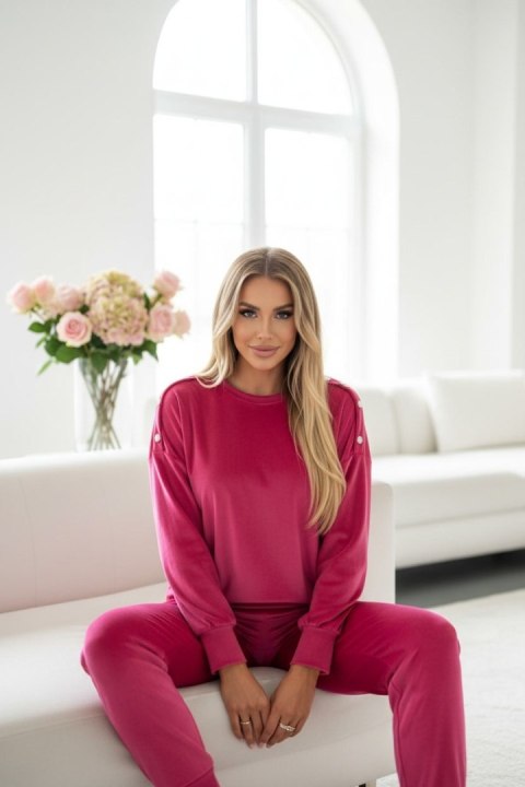Welurowy komplet dresowy La mer berry pink