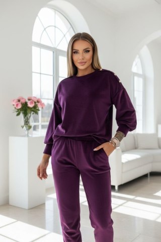 Welurowy komplet dresowy La mer aubergine