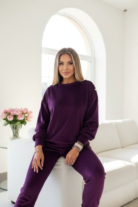 Welurowy komplet dresowy La mer aubergine