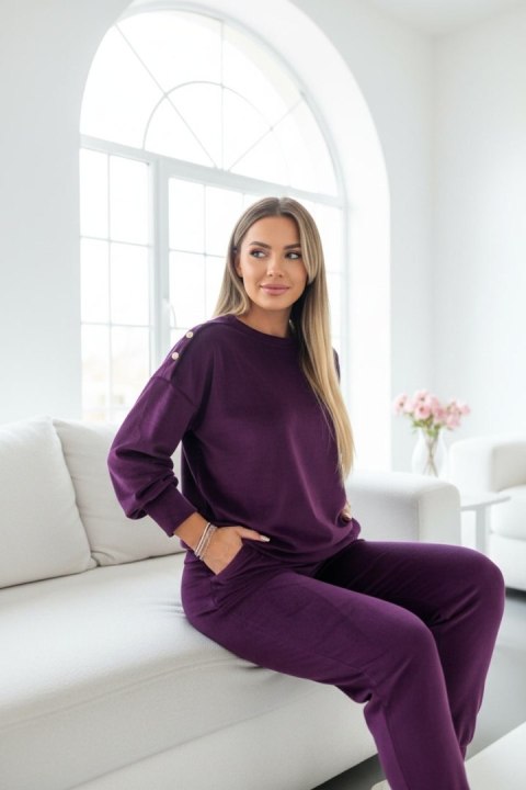 Welurowy komplet dresowy La mer aubergine
