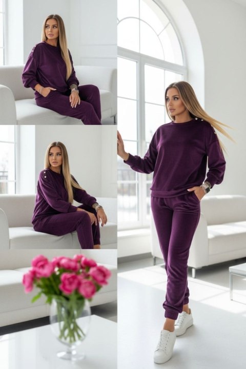 Welurowy komplet dresowy La mer aubergine