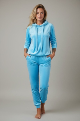 Welurowy komplet dresowy LANDON | Blue sky | rozmiar one size
