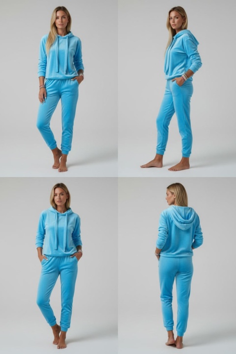 Welurowy komplet dresowy LANDON | Blue sky | rozmiar one size