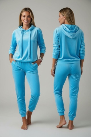 Welurowy komplet dresowy LANDON | Blue sky | rozmiar one size