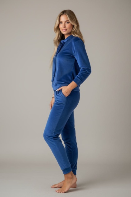 Welurowy komplet dresowy LANDON | chaber | rozmiar one size