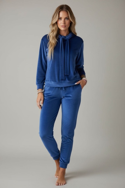Welurowy komplet dresowy LANDON | chaber | rozmiar one size