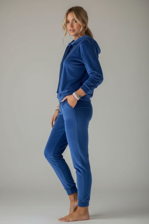 Welurowy komplet dresowy LANDON | chaber | rozmiar one size