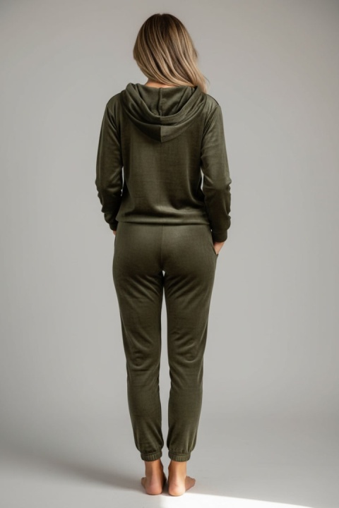 Welurowy komplet dresowy LANDON | oliwka | rozmiar one size