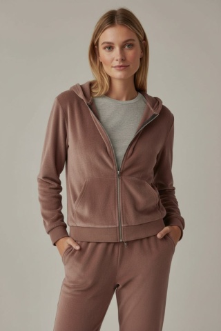Welurowy komplet dresowy TIGUAN | Milka | bluza na suwak | one size