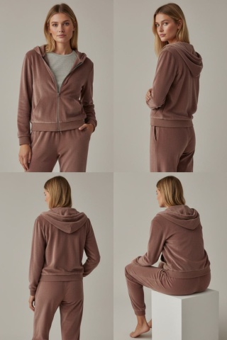 Welurowy komplet dresowy TIGUAN | Milka | bluza na suwak | one size