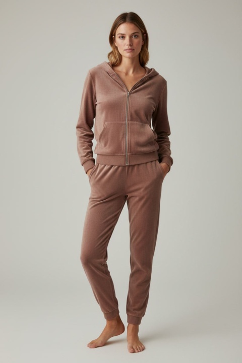 Welurowy komplet dresowy TIGUAN | Milka | bluza na suwak | one size