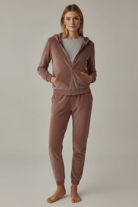 Welurowy komplet dresowy TIGUAN | Milka | bluza na suwak | one size