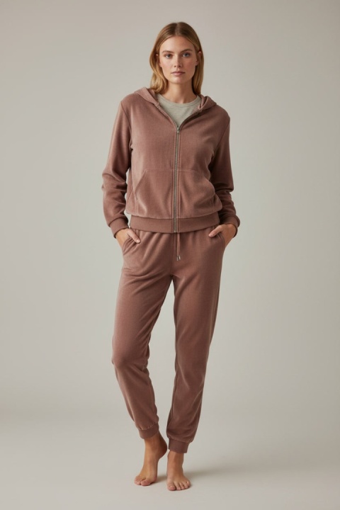 Welurowy komplet dresowy TIGUAN | Milka | bluza na suwak | one size