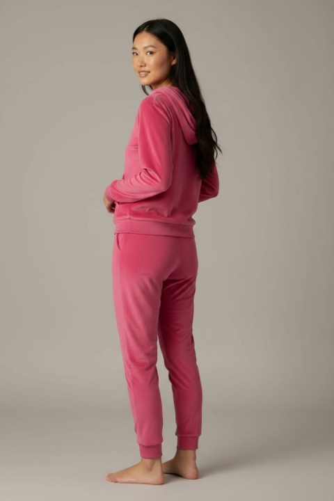 Welurowy komplet dresowy TIGUAN | fuksja | bluza na suwak | one size