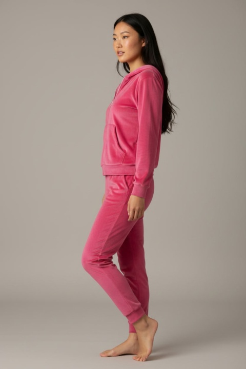Welurowy komplet dresowy TIGUAN | fuksja | bluza na suwak | one size