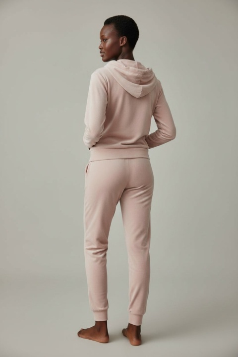 Welurowy komplet dresowy TIGUAN | pudrowy róż | bluza na suwak | one size