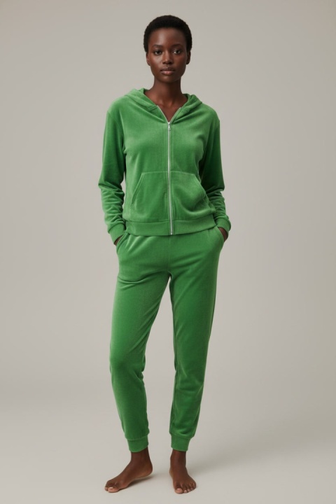 Welurowy komplet dresowy TIGUAN | zielone jabłuszko | bluza na suwak | one size